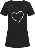 Herz aus Herzen bedruckt auf schwarzem Damen T-Shirt/Top