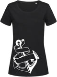 Anker bedruckt auf schwarzem Damen T-Shirt/Top