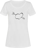 Herz mit Pfeil bedruckt auf weißem Damen T-Shirt/Top