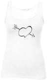 Herz mit Pfeil bedruckt auf weißem Damen T-Shirt/Top