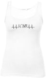 Herzline mit Love bedruckt auf weißem Damen T-Shirt/Top