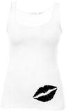 Schwarze Lippen bedruckt auf weißem Damen T-Shirt/Top