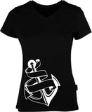 Anker bedruckt auf schwarzem Damen T-Shirt/Top