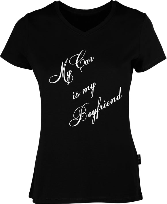 My Car is my Boyfriend bedruckt auf schwarzem Damen T-Shirt/Top