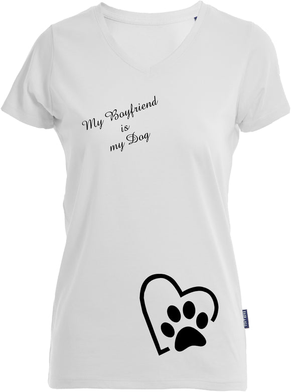 My Boyfriend is my Dog bedruckt auf weißem Damen T-Shirt/Top