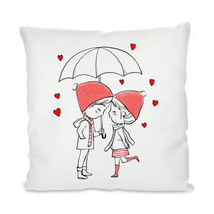 Pärchen unterm Regenschirm 40x40cm Kissen mit Füllung