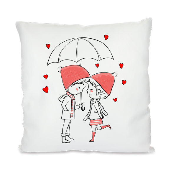 Pärchen unterm Regenschirm 40x40cm Kissen mit Füllung