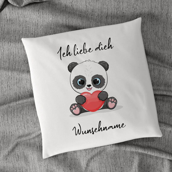 Panda Herz verschiedene Varianten 40x40cm Kissen mit Füllung personalisiert