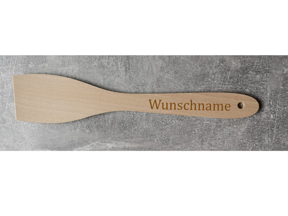 Pfannenwender Kochlöffel aus Holz mit Wunschname graviert