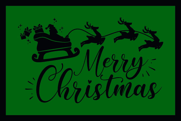 Merry Christmas Rentierschlitten Fußmatte rot oder grün