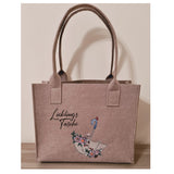 Schirm Blumen Filztasche Shopper handmade genäht und bestickt