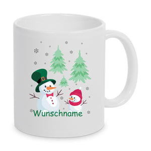 Winter Tasse Schneemann personalisierbar