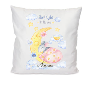 schlafendes Mäuschen Sleep tight little one mit Name personalisierbar 40x40cm Kissen mit Füllung