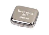 Keep calm and smoke graviert auf Taschenaschenbecher rechteckig chrom