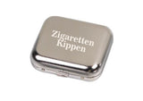 Zigaretten Kippen graviert auf Taschenaschenbecher rechteckig chrom