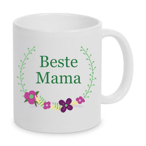 Beste Mama mit Blumenring Tasse