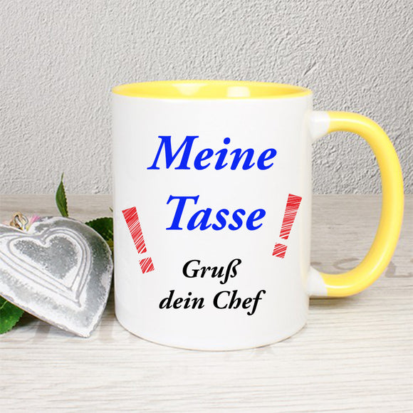 Meine Tasse Gruß dein Chef Tasse Weiß/Gelb