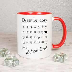 Personalisiert mit Datum, Ich liebe dich und Spruch - Tasse