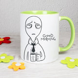 Tasse Weiß/Grün bedruckt mit Spruch: Good Morning - I love my Job