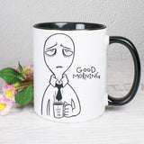 Tasse Weiß/Schwarz bedruckt mit Spruch: Good Morning - I love my Job