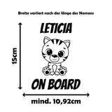 Wunschname on Board mit verschiedenen süßen Tiermotiven - Autosticker