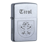 Tiroler Adler mit Name personalisiert Zippo chrome gebürstet mit Gravur  Einzigartig, denn der Name wird links an der Seite des Zippos graviert.
