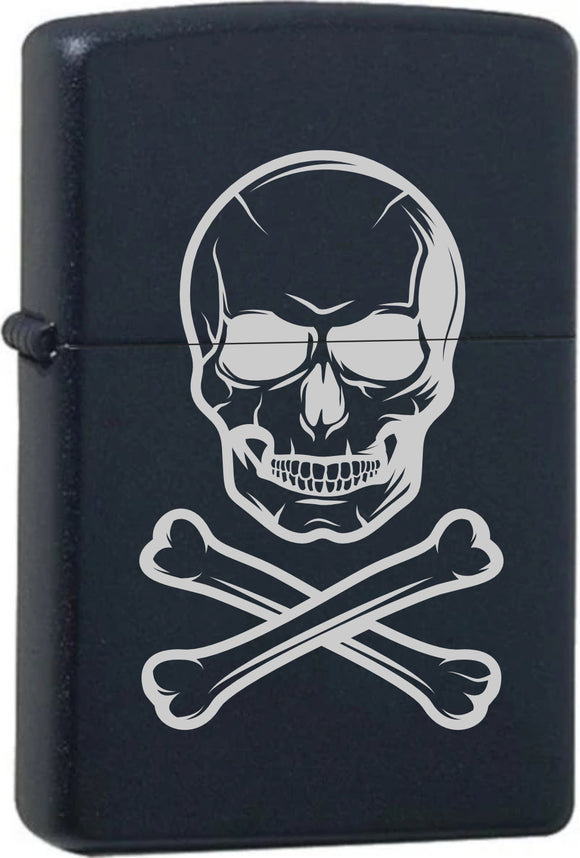 Totenkopf Black Matte mit Chrome-Kern Original Zippo graviert