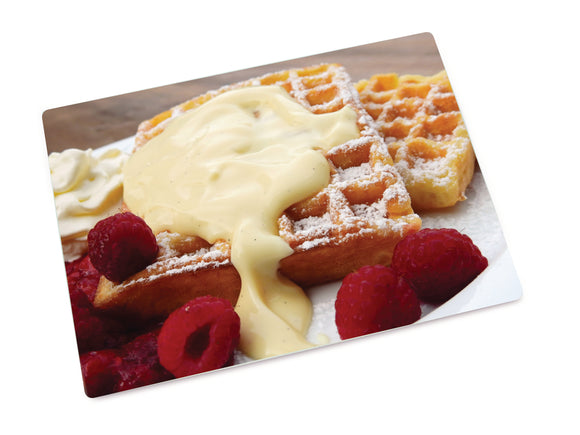 Waffeln bedruckte Glasplatte Servierplatte