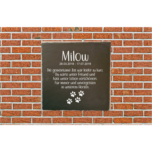 Gedenktafel mit Gravur Schiefertafel 20x20cm personalisierbar