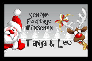 Weihnachtsmann & Rudolf - personalisierte Fussmatte