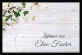 Weiße Blumen - Zuhause von personalisiert - Fussmatte mit Gummirand
