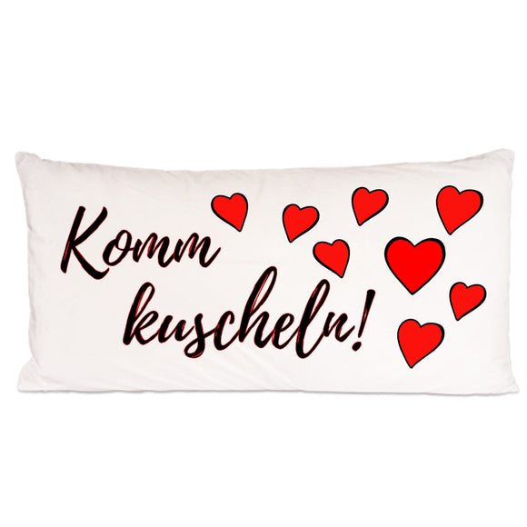 Komm kuscheln / Lass mich in Ruhe! - Wendekissen (2-seitig bedruckt) 80x40cm Longkissen mit Füllung