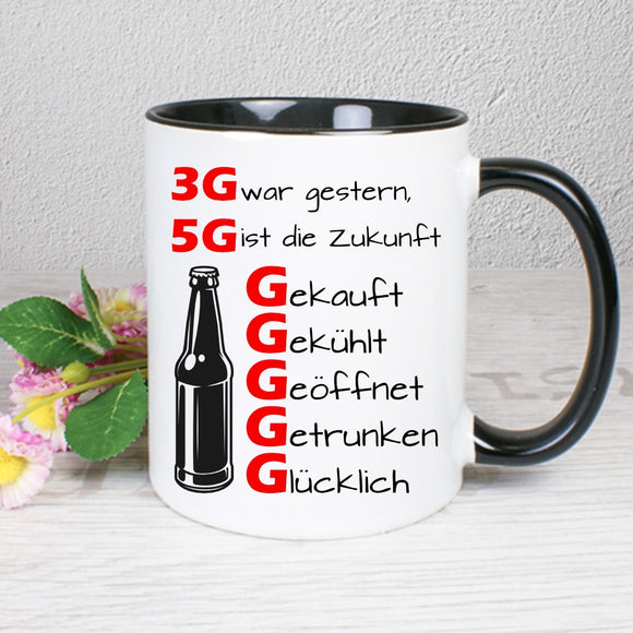 Tasse bedruckt mit Spruch 3G war gestern, 5G ist die Zukunft