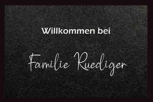 Willkommen bei Familie personalisierte Fussmatte mit Gummirand 40x60cm