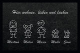 Fußmatte in Schieferoptik wohnen, lieben, lachen personalisiert mit Wunschnamen