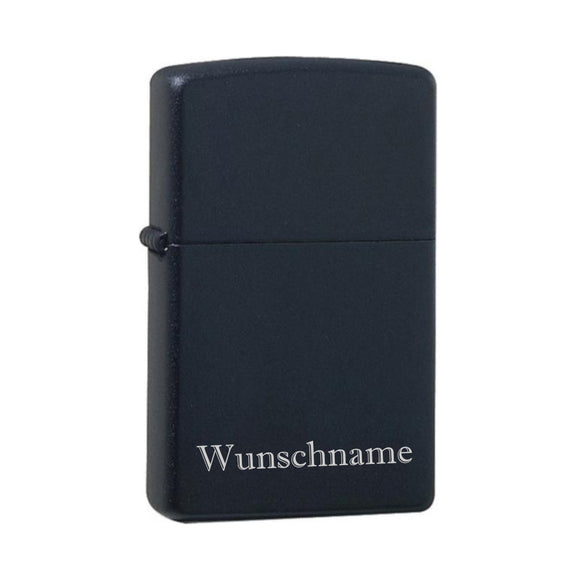 Edles original Zippo black matt mit chrome Kern graviert mit Wunschname personalisiert