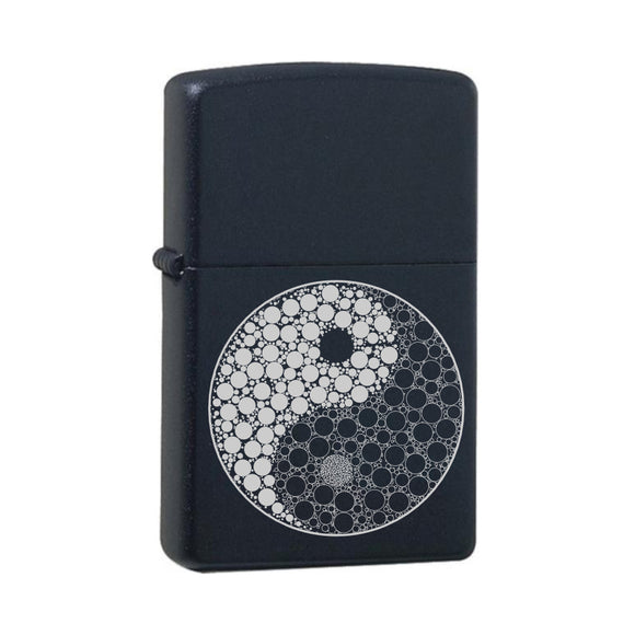 Ying Yang Black Matte mit Chrome-Kern Original Zippo graviert