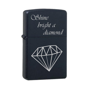 Shine bright a diamond Black Matte mit Chrome-Kern Original Zippo graviert
