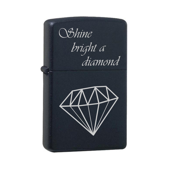 Shine bright a diamond Black Matte mit Chrome-Kern Original Zippo graviert