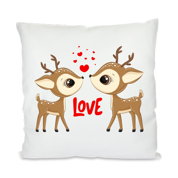 Zwei Reh mit Herzen und Love 40x40cm Kissen mit Füllung