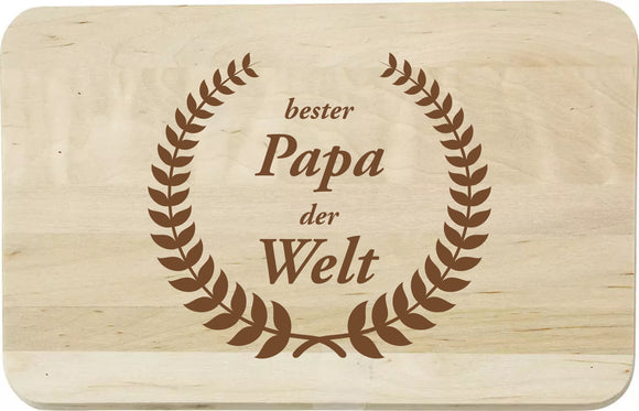 Bester Papa der Welt - Holz-Schneidebrett Birke graviert