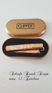 Clipper Rosegold Metall-Feuerzeug mit Gravur