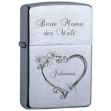 Beste Mama der Welt mit Herz und Name graviertes Zippo
