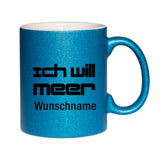 Meer Glitzer Glitter Tasse blau personalisierbar