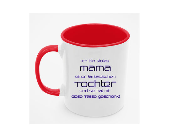 Tasse in rot weiß für Stolze Mama Tochter, Sohn, Kinder