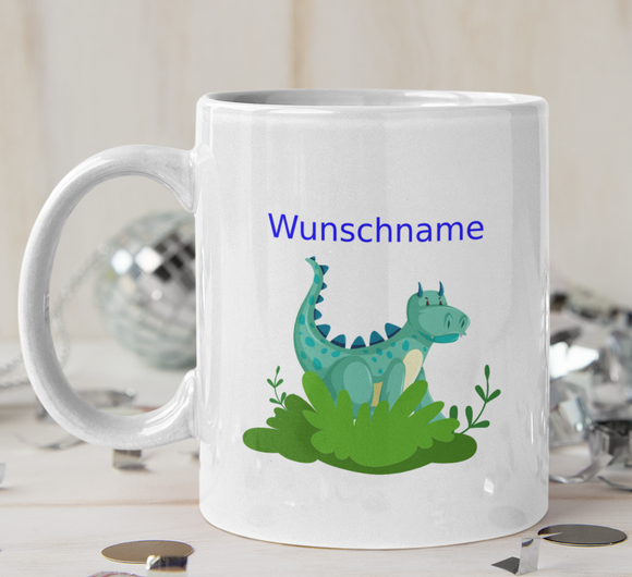 Tasse Motiv Drache Dino mit Wunschname personalisiert