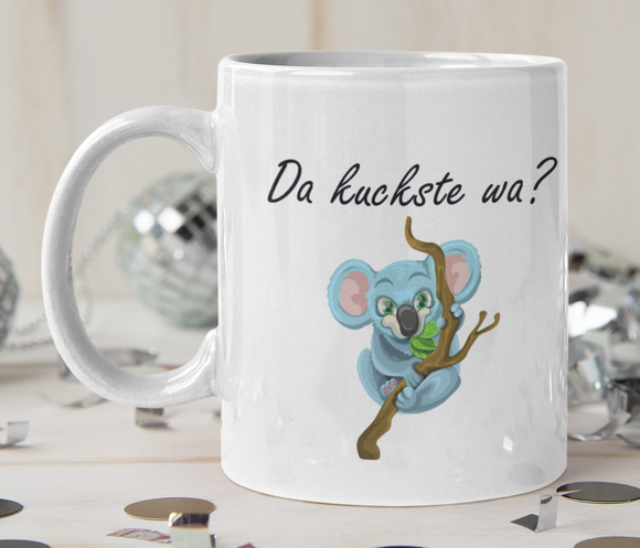 Tasse Weiß mit Motiv Koala da kuckste wa?