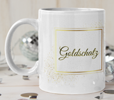 Tasse Weiß mit Goldigem Rahmen und Glitzer - im Rahmen Goldschatz