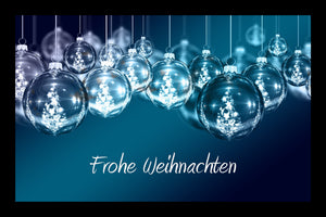 Schöne Fußmatte mit Motiv Frohe Weihnachten - Glaskugeln 40x60 oder 50x75