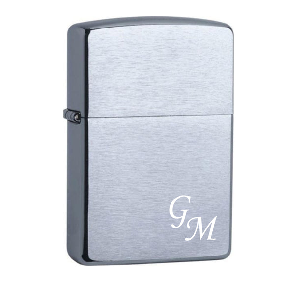 Original Zippo Chrome Brushed graviert mit Intialen